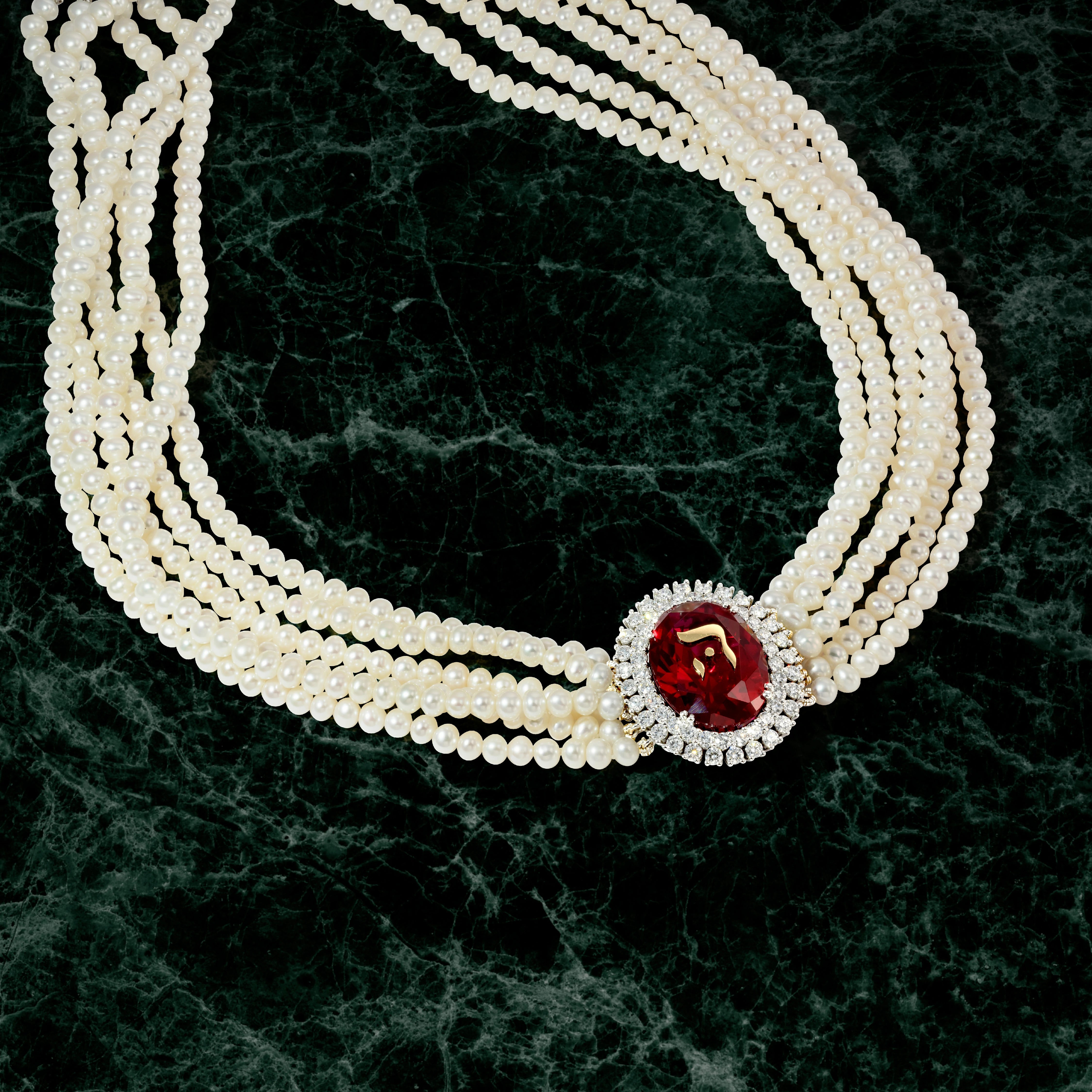 Hei5 Classic Gems - Ruby Pearl Choker
